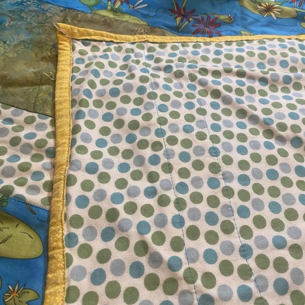 VTG 80s Patchwork Trow Blanket Country FarmHouse Cottage For Kids Sofa Chair